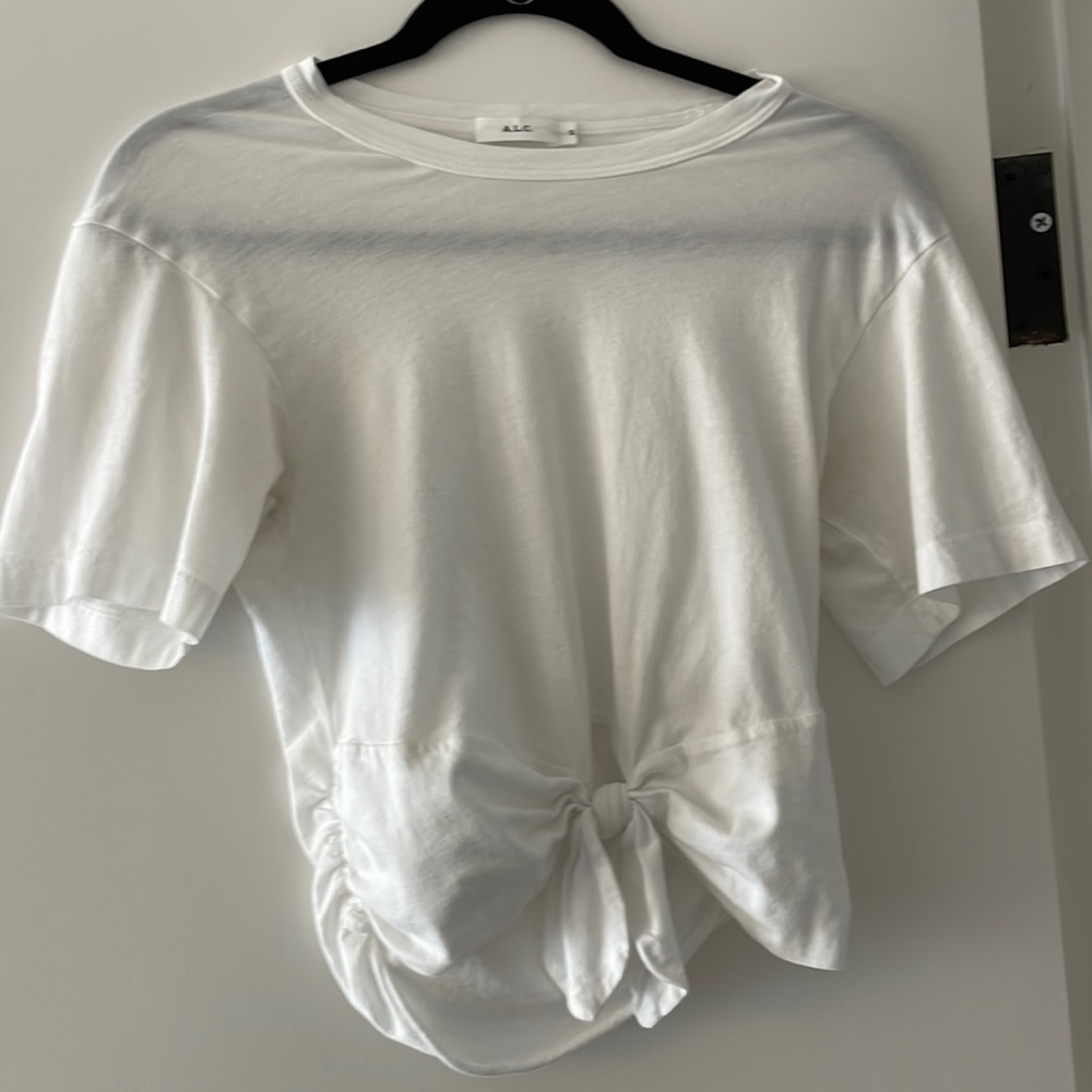 A.L.C. Tied up white T shirt slightly cropped crop top small